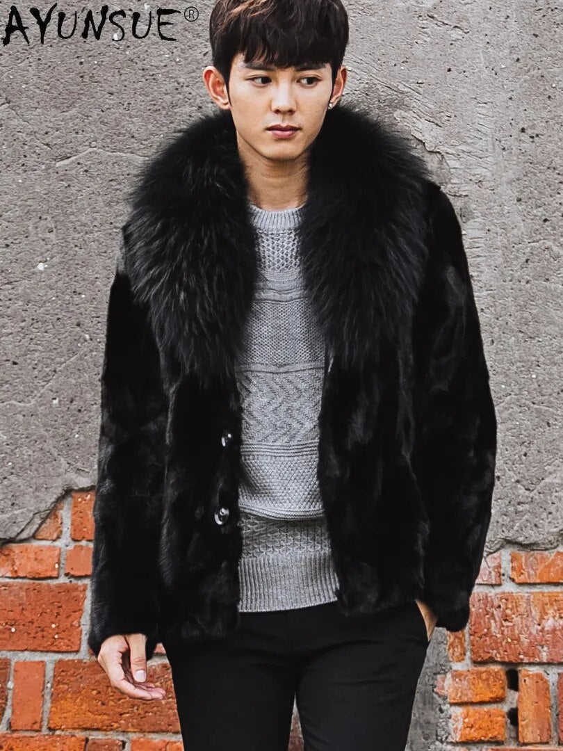 Men Jacket Winter 2024 Men's Clothing Natural Mink Fur Coat Male Warm Mens Clothes Shearling Jackets Hommes Veste LXR417