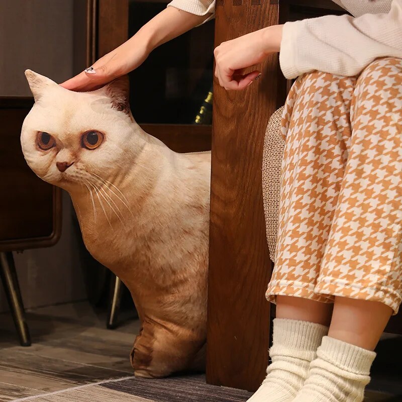 50cm Simulation 3D Cat Series Pillow Plush Toy Soft Stuffed Cute Persian Siamese Orange Cat Sleep Pillow Sofa Cushion Decor Gift