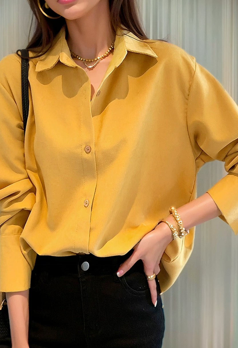 Plus Size Ladies Design Sense Niche Top Loose Long-Sleeved Shirt