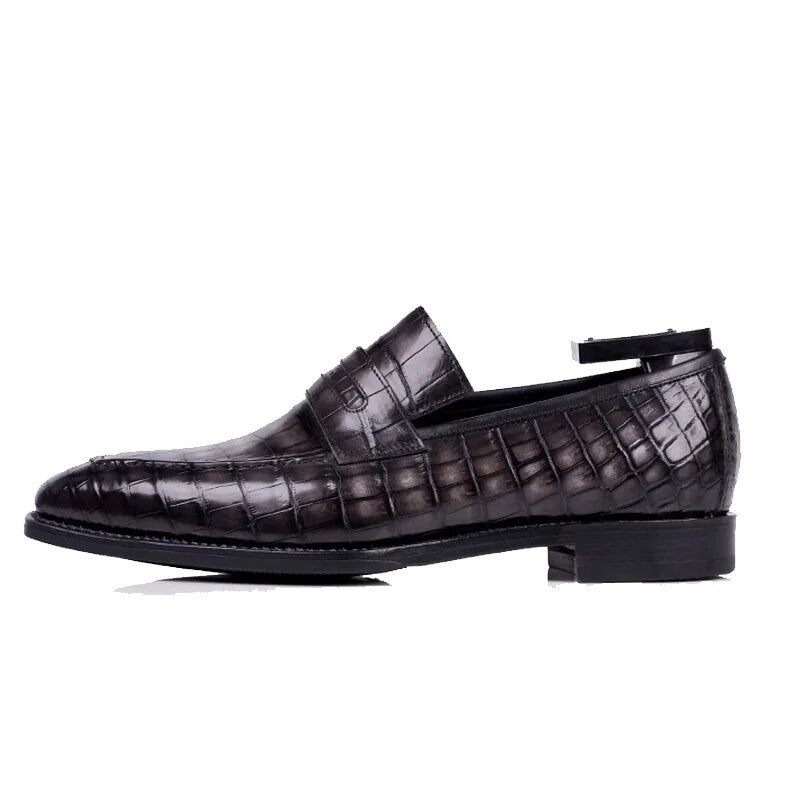 Crocodile leather hand-painted men's leather sole party dress shoes authentic crocodile leather men's loafers casual shoes