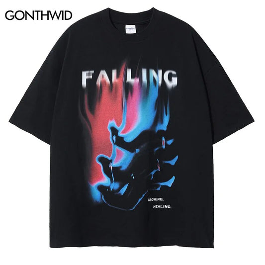 Streetwear T-Shirts Hip Hop Graphic Print Punk Rock Gothic Cotton Tshirt Harajuku Fashion Casual Loose Short Sleeve Tee Shirts