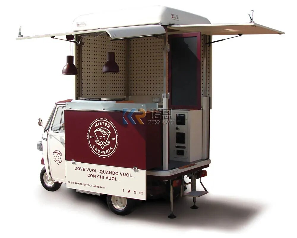 Electric Food Tricycle 3 Wheels Mobile Food Car Kiosk Outdoor Store For Sale Gelato Ice Cream Hot Dog With Freezer Refrigerated