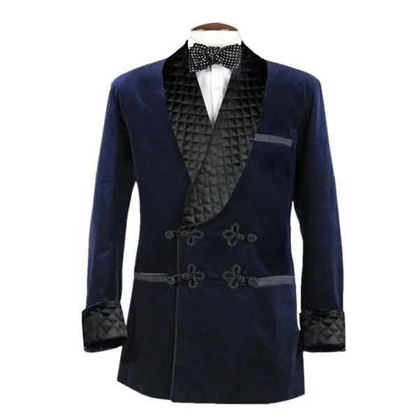 Purple Velvet Men Suit Jacket Shawl Lapel Long Blazer with Double Breasted Dinner Party Wedding Tuxedo Latest Designs Coat - KAISERINC