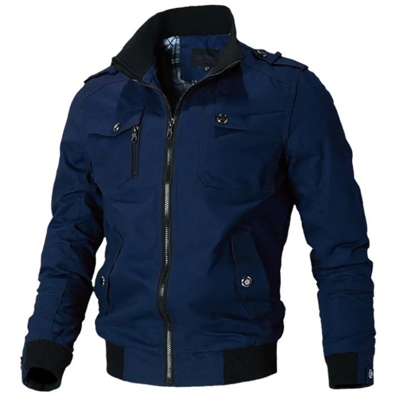 Men Casual Jackets Cotton Washed Coats Military Outdoors Stand Collar Outerwear Jaqueta Masculina Coat Mens Fashion Army Clothes - KAISERINC