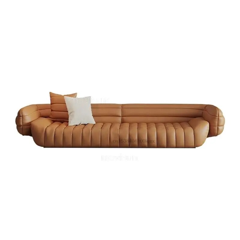 Modern Minimalism Leather Sofa Couch Living Room Furniture Color Yellow Light Grey