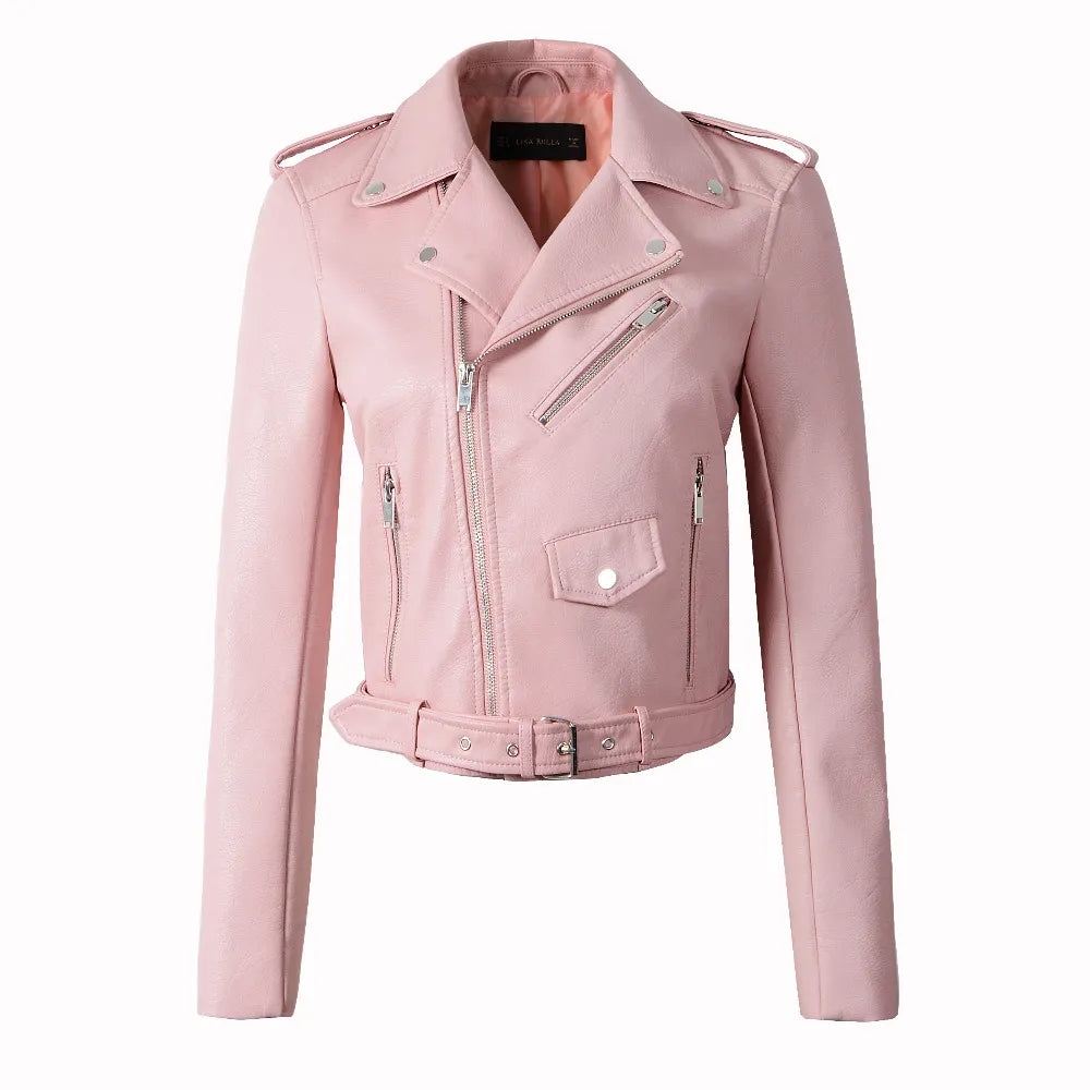 New Arrival 2022 brand Winter Autumn Motorcycle leather jackets yellow leather jacket women leather coat  slim PU jacket Leather - KAISERINC