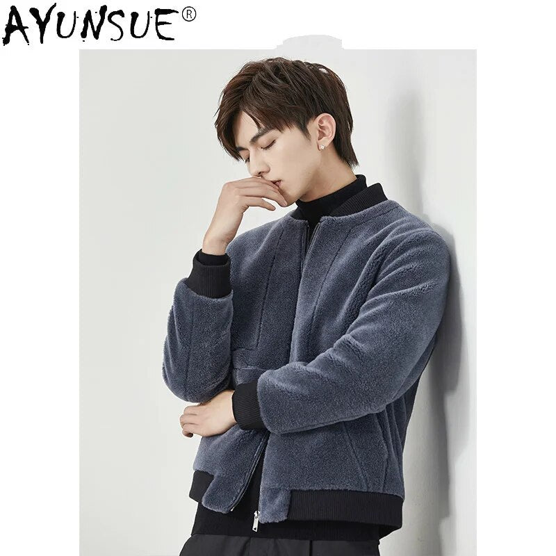 New Winter Jacket Men Clothing 2020 Korean Style Warm Baseball Casual Real Wool Fur Coat Male Chaquetas Hombre LXR871