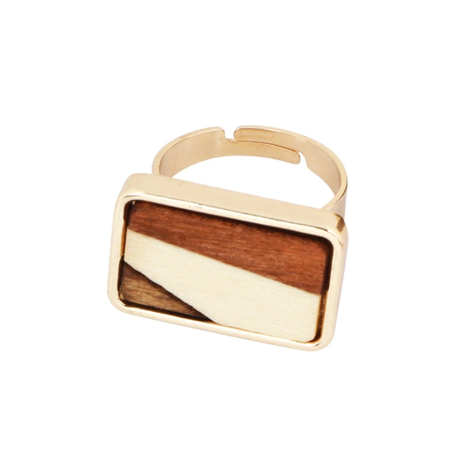 1 PC Vintage Geomtric Open Adjustable Rings For Women Jewelry Natural Splicing Wooden Rings Daily Business Accessories Gift