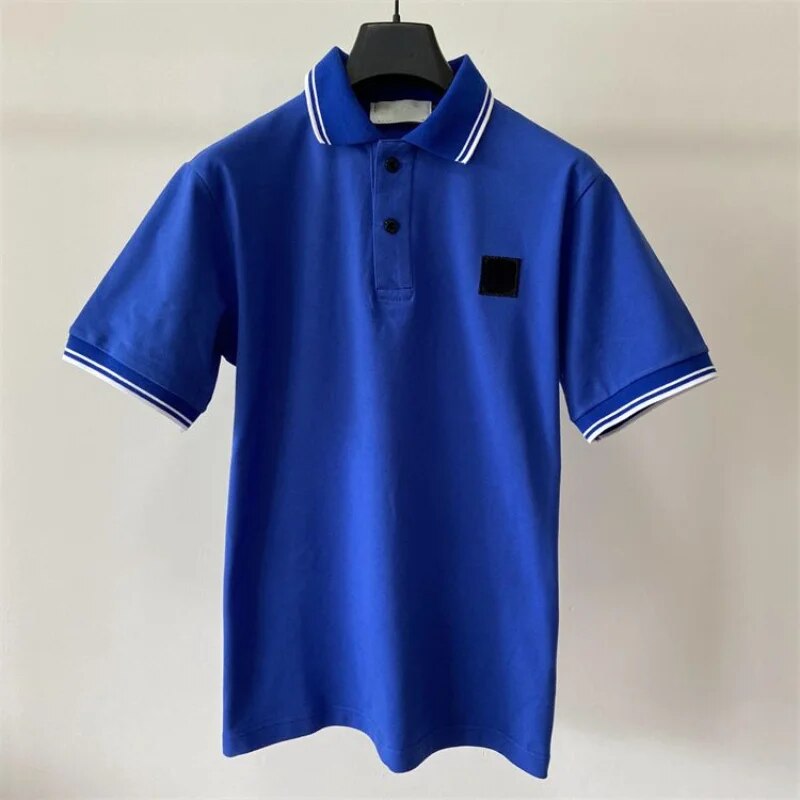 Summer Fashion Stone Label Short Polos Tops for Mens Outdoors Golf T-Shirts Male Gym Running Tees High Quality Clothing