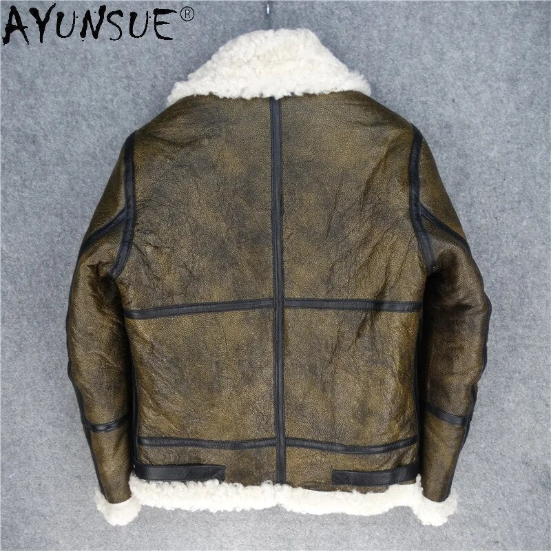 Cowhide Genuine Leather Jacket Men Clothing Shearling Coat Winter Men's Jackets Thick Mens Clothes Ropa De Hombre LXR500