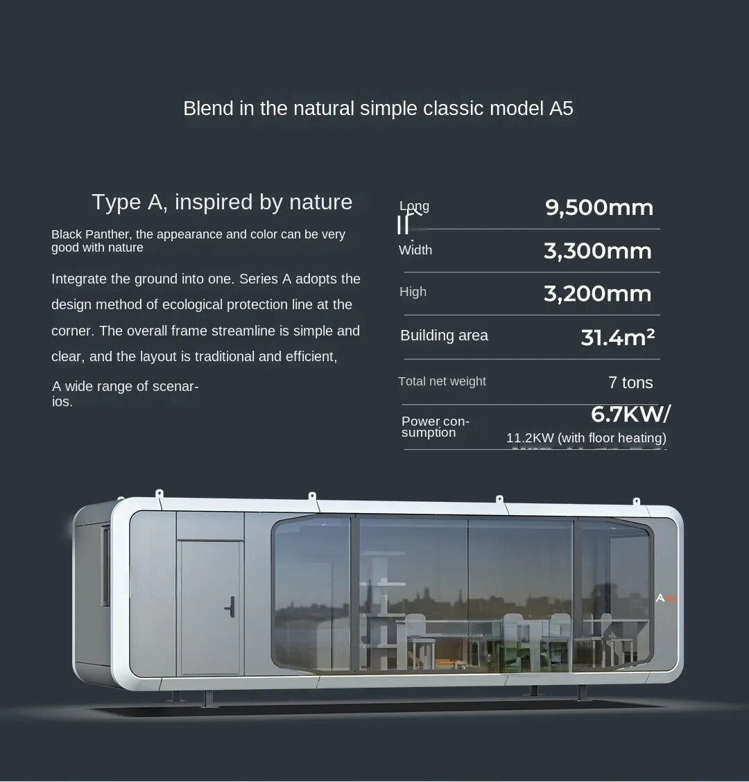 A5 Camp Space Capsule Prefabricated House Glass Room Homestay Hotel Outdoor Camping Viewing Room