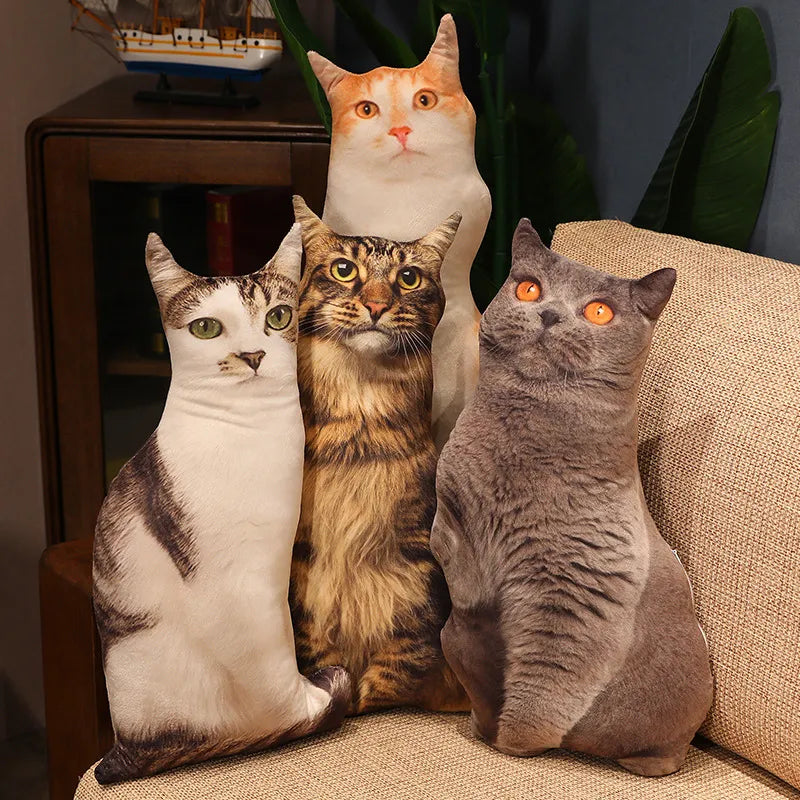50cm Simulation 3D Cat Series Pillow Plush Toy Soft Stuffed Cute Persian Siamese Orange Cat Sleep Pillow Sofa Cushion Decor Gift