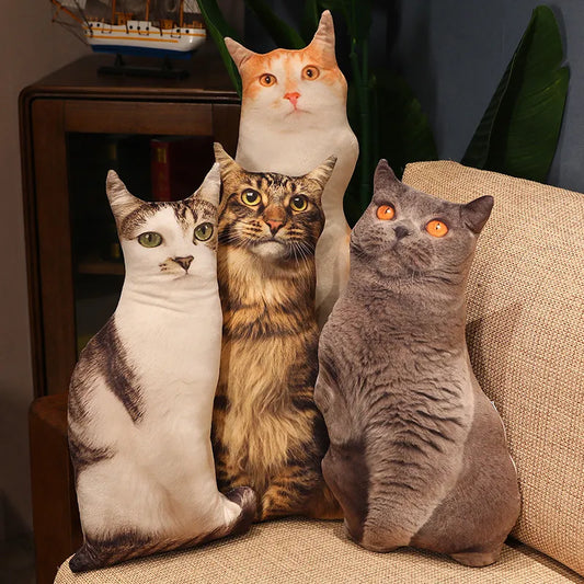 50cm Simulation 3D Cat Series Pillow Plush Toy Soft Stuffed Cute Persian Siamese Orange Cat Sleep Pillow Sofa Cushion Decor Gift