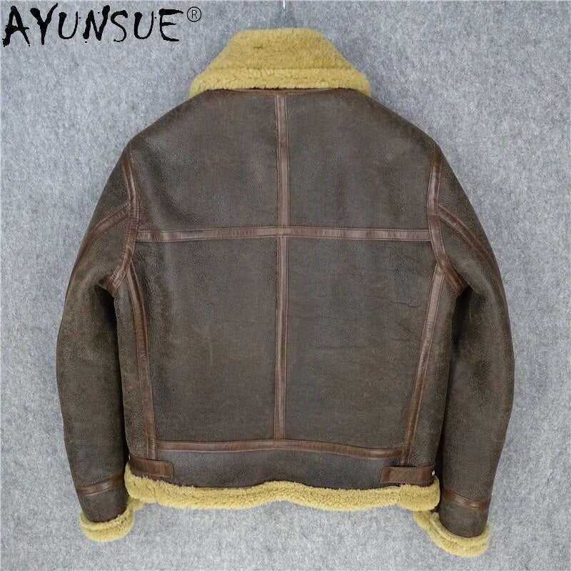 Men Clothing Sheepskin Genuine Leather Jacket Mens Coat Thick Men's Retro Classic Clothes Male Jaqueta LXR507