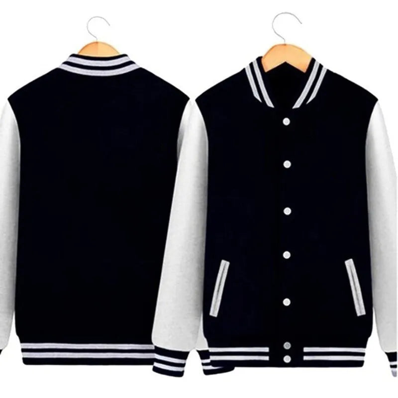 Spring Autumn Men's Pilot Bomber Couple Baseball Jacket University Varsity Solid Color Casual Korean Clothes - KAISERINC