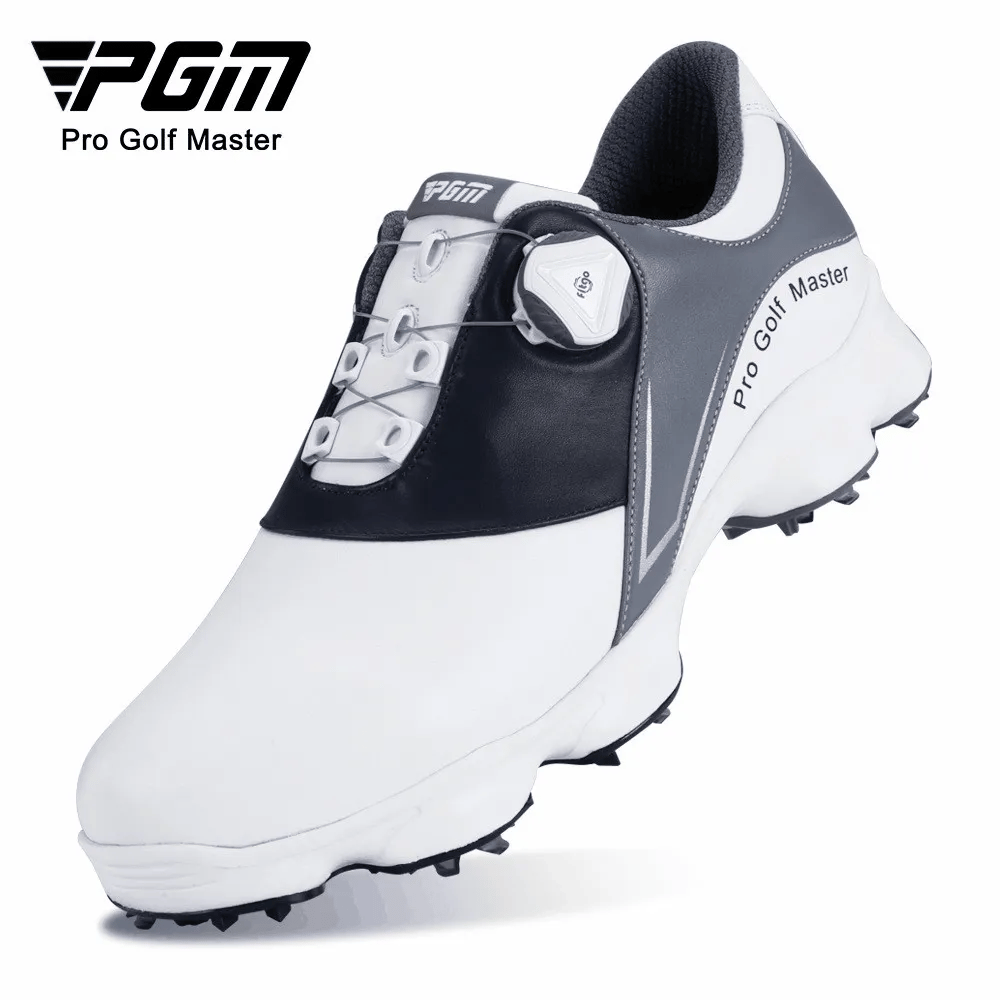 PGM Men Genuine Cow Leather Golf Shoes Movable Spike Antiskid Waterproof Breathable Swivel Laces Casual Sneakers Cowhide Shoe