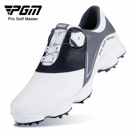 PGM Men Genuine Cow Leather Golf Shoes Movable Spike Antiskid Waterproof Breathable Swivel Laces Casual Sneakers Cowhide Shoe