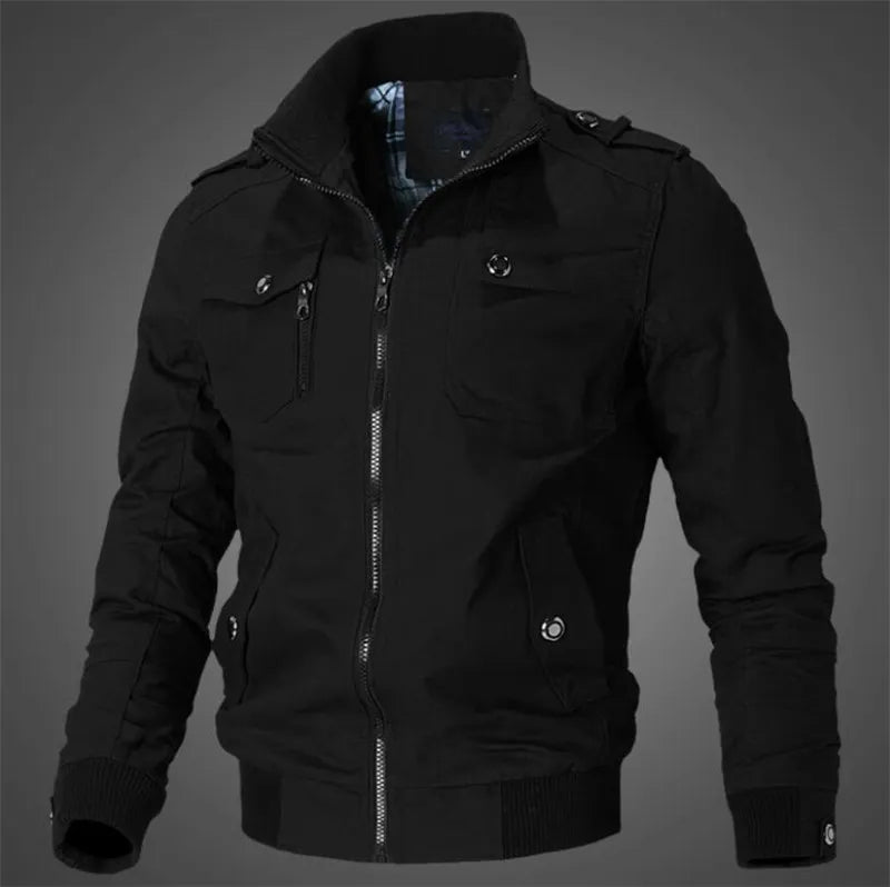 Men jacket Casual  cotton washed coats Army Military Outdoors Stand collar Outerwear jaqueta masculina Coat parka mens Jackets - KAISERINC