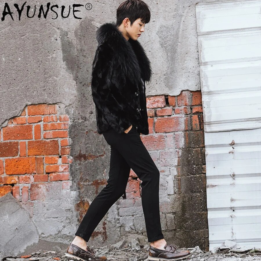 Men Jacket Winter 2024 Men's Clothing Natural Mink Fur Coat Male Warm Mens Clothes Shearling Jackets Hommes Veste LXR417