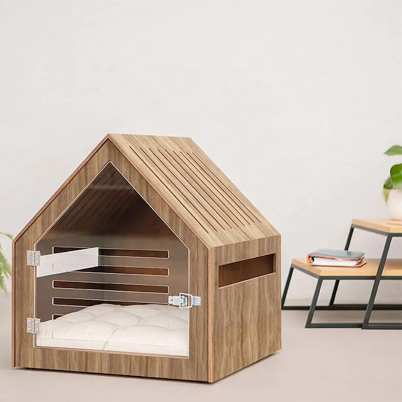Customized Solid Wood Dog House Indoor Luxury Wooden Pet House Cat Dog Pet Houses Furniture Wood Bed