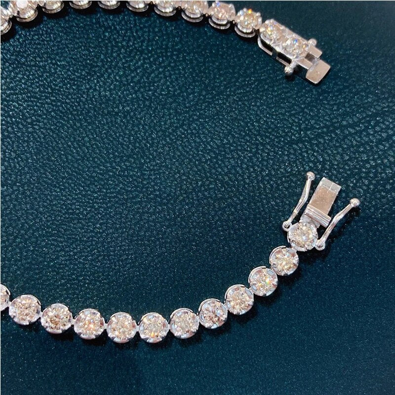 Aazuo Fine Jewelry Real 18K White Gold Natrual Diamond 5.0ct Classic Tennis Bracelets For Woman Upscale Trendy  Engagement Party