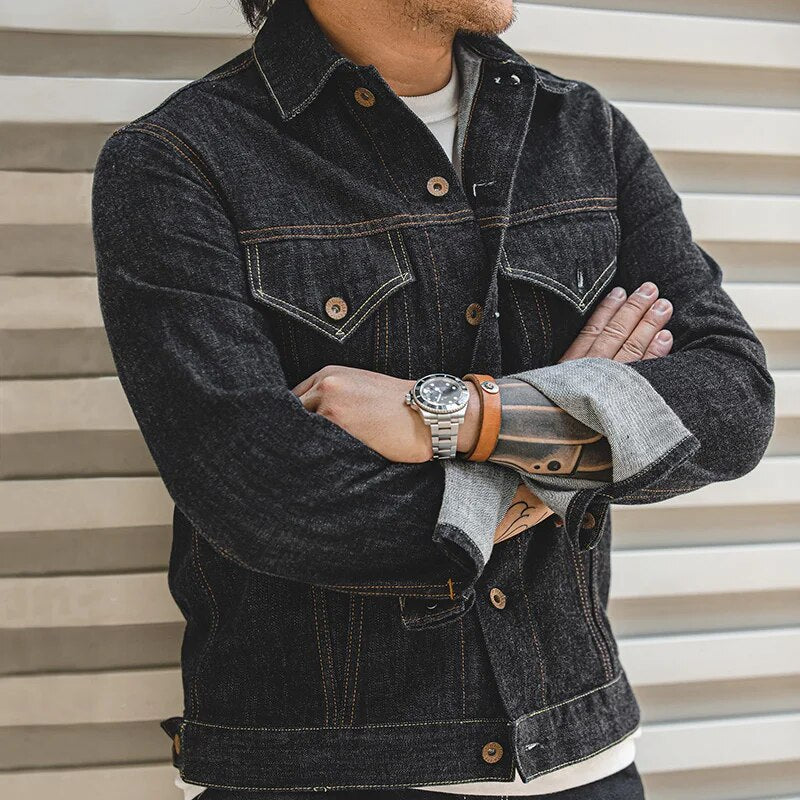 Maden Retro Blue Denim Jackets For Men Casual Crowboy Streetwear Coat Bomber Jacket Harajuku Vintage Outerwear Men's Clothing