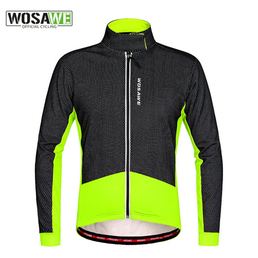 WOSAWE Winter Cycling Jackets Thermal Fleece Jacket Windproof Long Sleeve Cycling Jersey Clothing Wear Reflective Clothes Coat - KAISERINC
