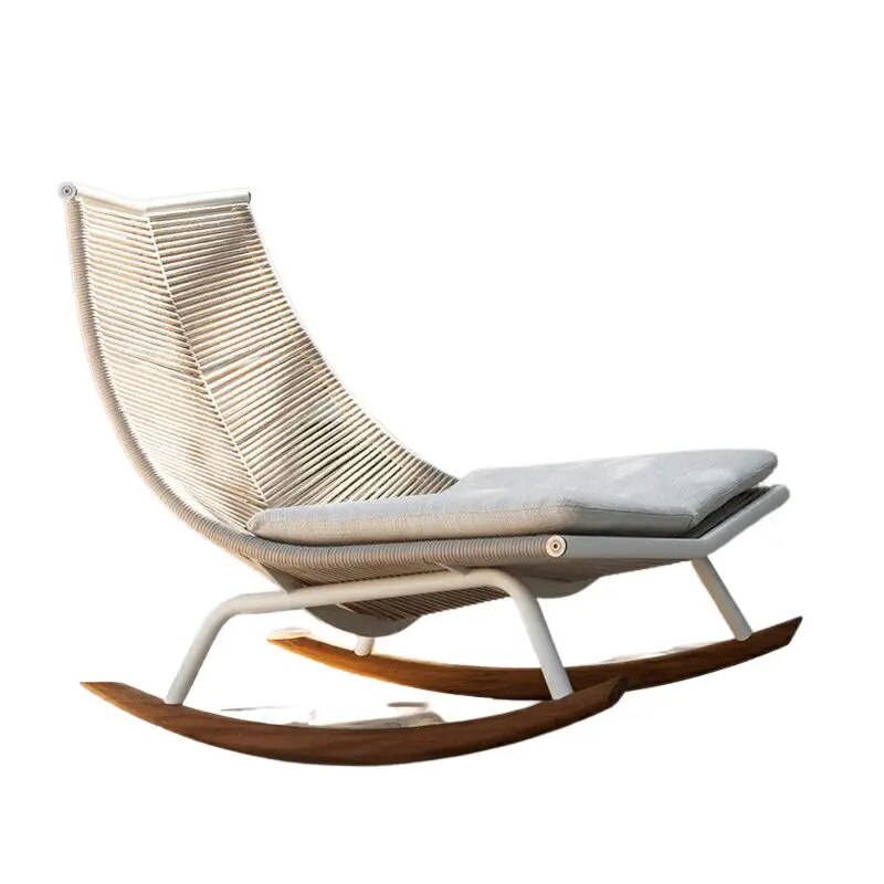 Single Outdoor Lazy Recliner Design Lounge Accent Rattan Comfy Living Room Chairs Rocking Reading Chaise Lounges Patio Furniture