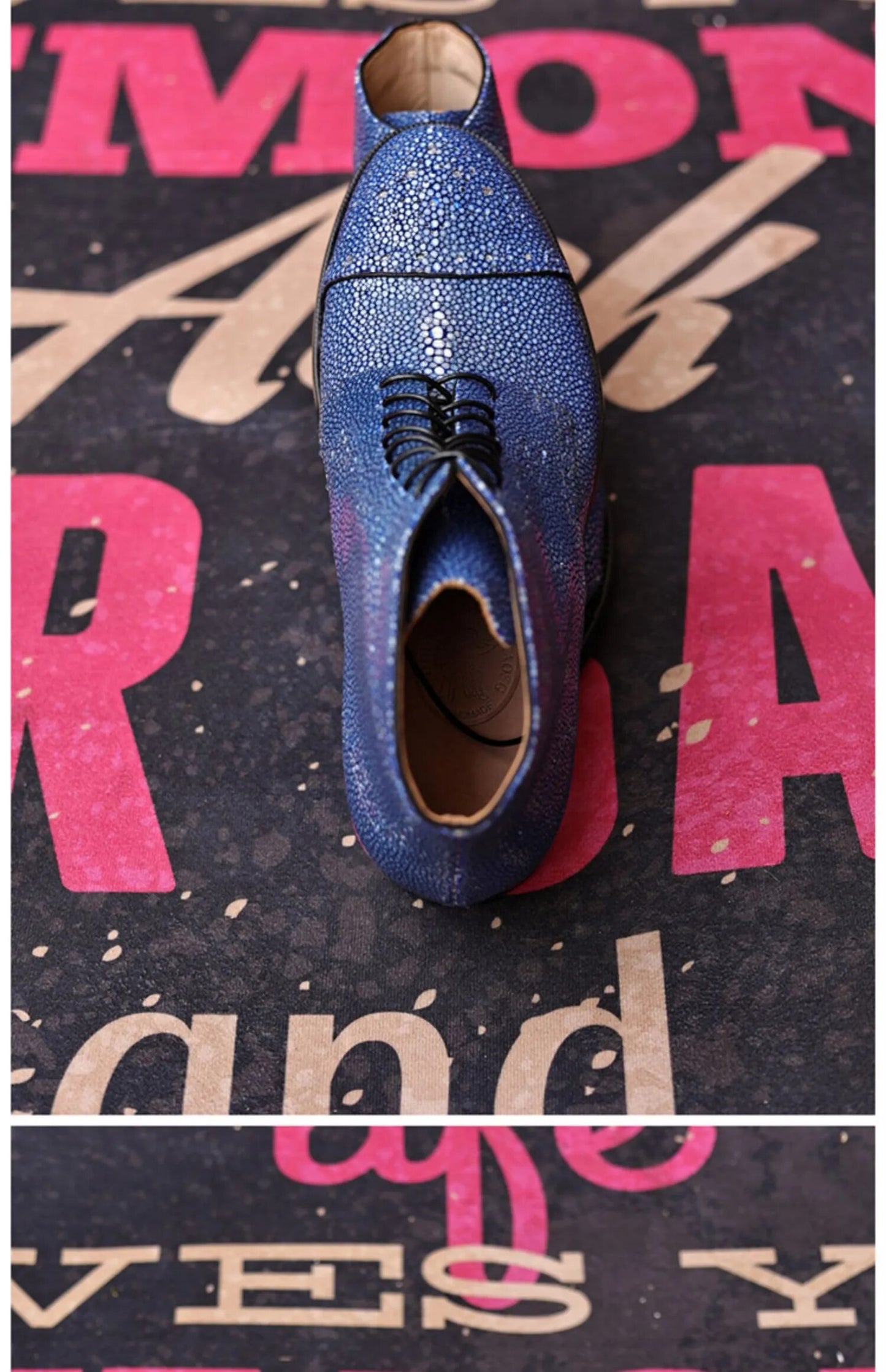 Sipriks Handmade Goodyear Welted Shoes Imported Stingray Skin Martin Boots Men's Lace Up Ankle Boot Cap Toe Brogue Shoes Luxury