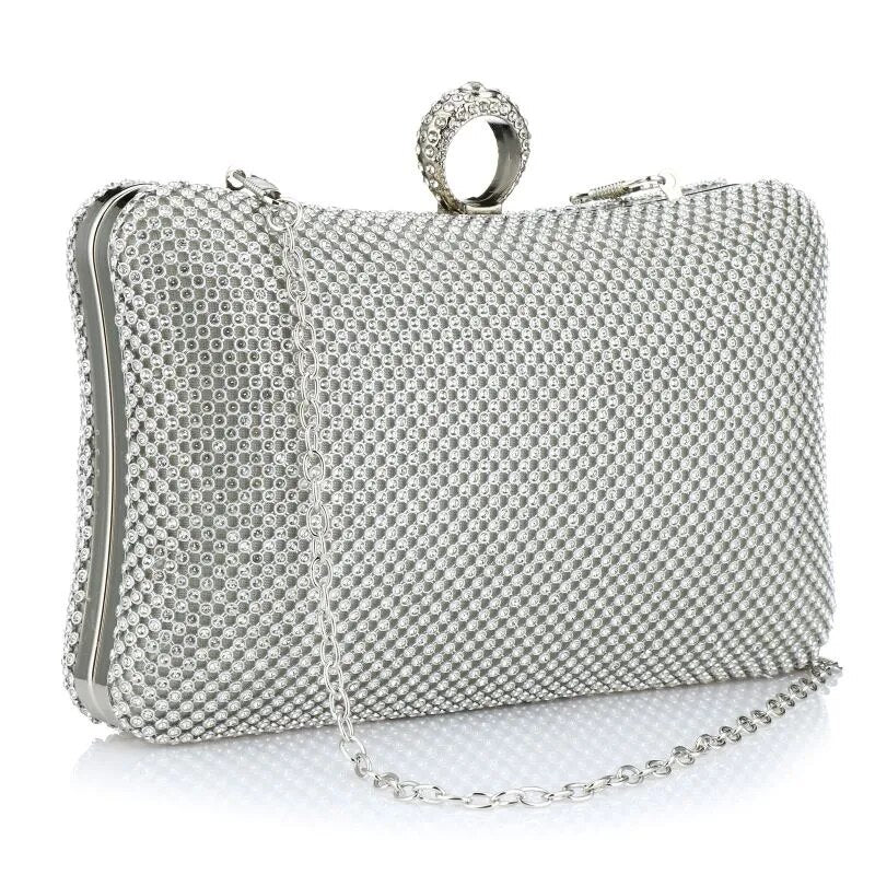 Ladies Evening Party Clutch Bag Evening Clutch Handbag Chain Women Wallet Purse for Cellphone Lipstick Wedding Clutch Silver