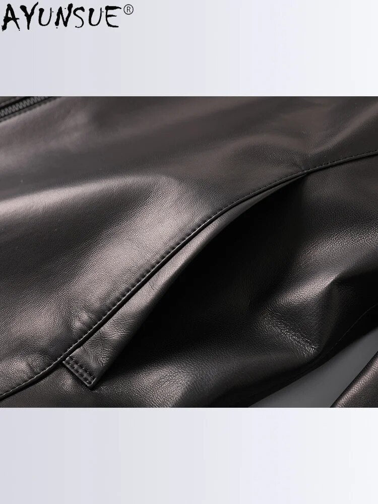 Men Jacket Sheepskin Genuine Leather Jackets Men's Clothes 5XL Casual Mens Clothing Luxury Coat Male Hommes Veste LXR477