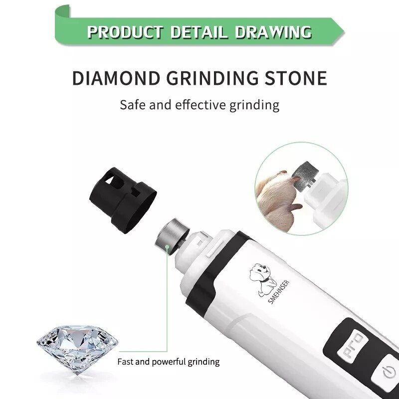 USB Rechargeable Dog Cat Nail Clipper Electric Pet Nail Grinder Paws Nail Cutter Pet Grooming Trimmer Supplie Dog Nail Clippers