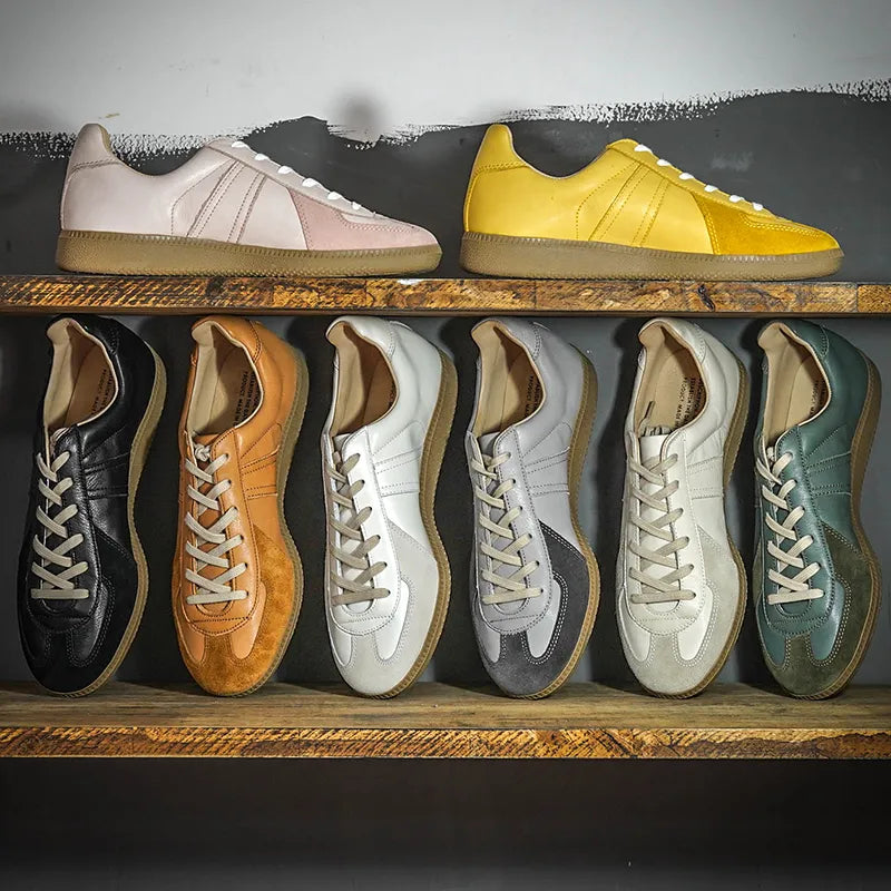 German Military Trainer Shoes Cowhide Sneakers GAT Classic Genuine Leather White Shoes for Men Vintage Male Simplicity Footwear