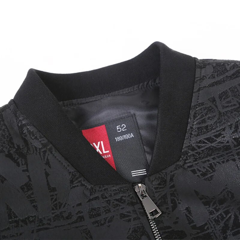 Genuine Leather Clothes Mens Printed Baseball Collar Sheep Jacket Motorcycle Thin Autumn Coat Plus Size 6XL