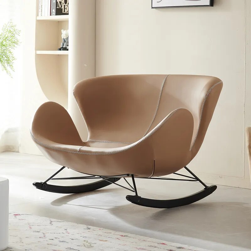 Accent Single Leather Luxury Recliner Designer Lazy Premium Comfy Lounge Living Room Chair Rocking Reading Chaise Furniture