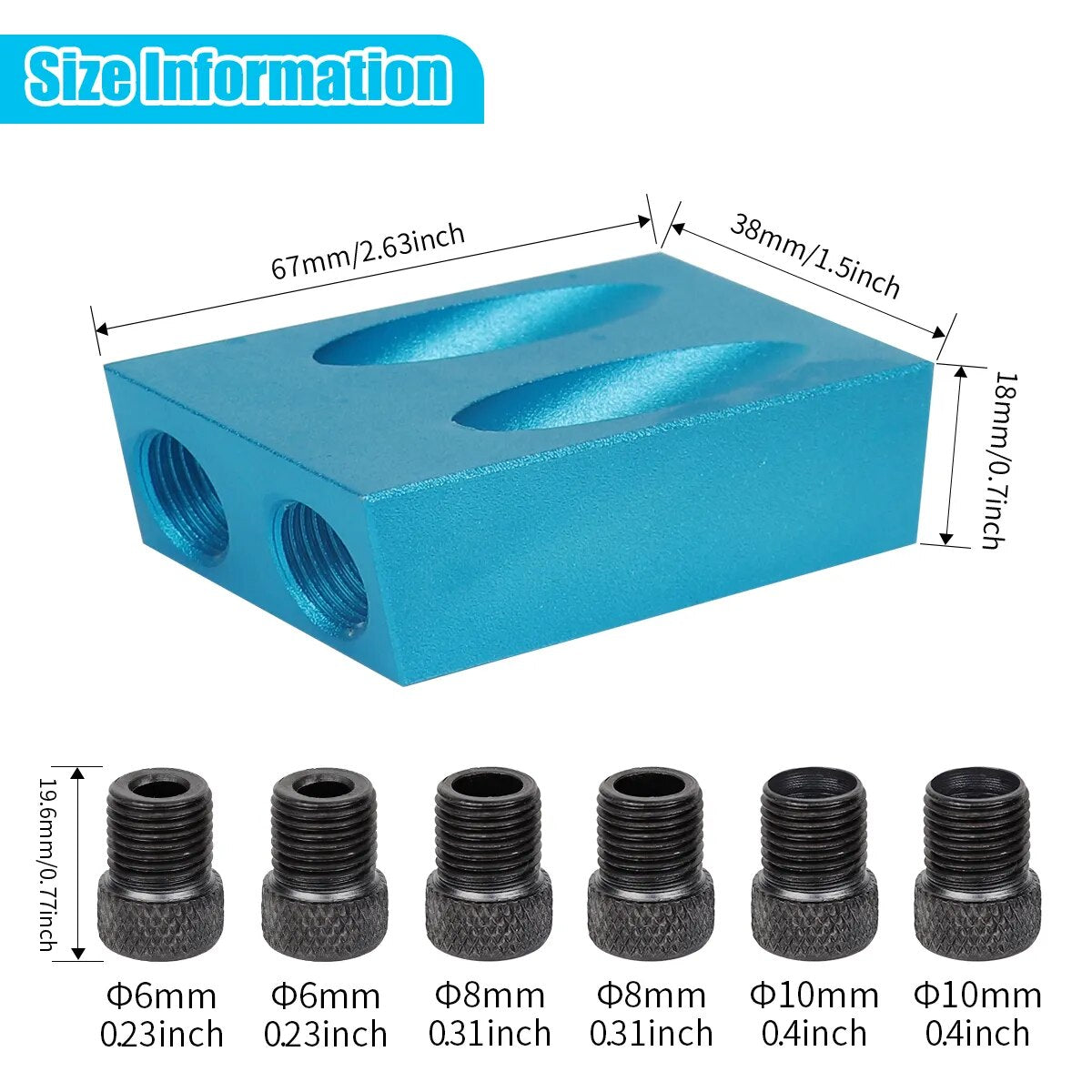 Onnfang 15 Degree Oblique Hole Locator Jig Kit Angle Drill Guide Set Hole Puncher DIY Carpentry Tools Drill Woodworking Tool