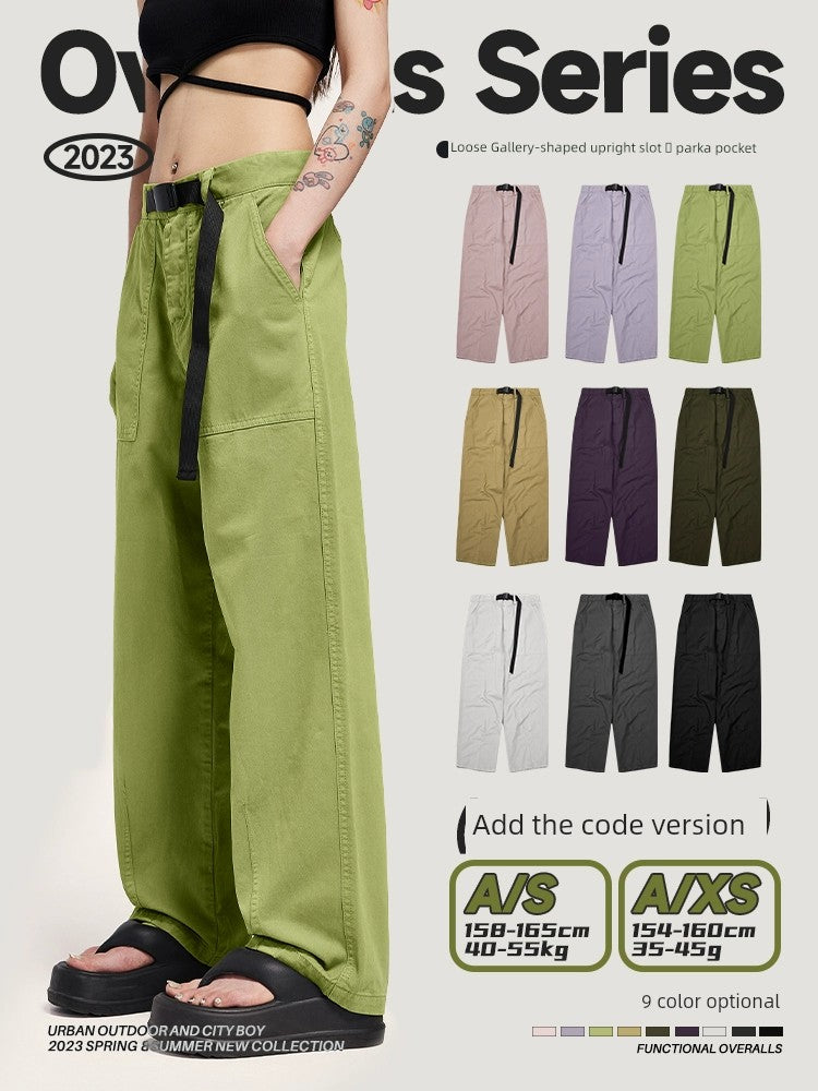 Autumn Japanese Loose Cargo Wide Leg Trousers Student Male and Female Hip Hop Hiphop Skateboard Dancing Solid Color Casual Pants