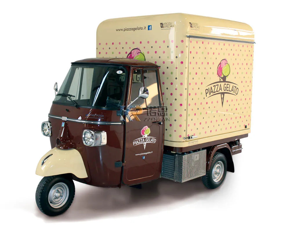 Electric Food Tricycle 3 Wheels Mobile Food Car Kiosk Outdoor Store For Sale Gelato Ice Cream Hot Dog With Freezer Refrigerated