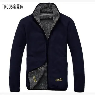 Outdoor cold resistance on both sides polar fleece pullover men's thickening and wool cardigan coat Jackets - KAISERINC
