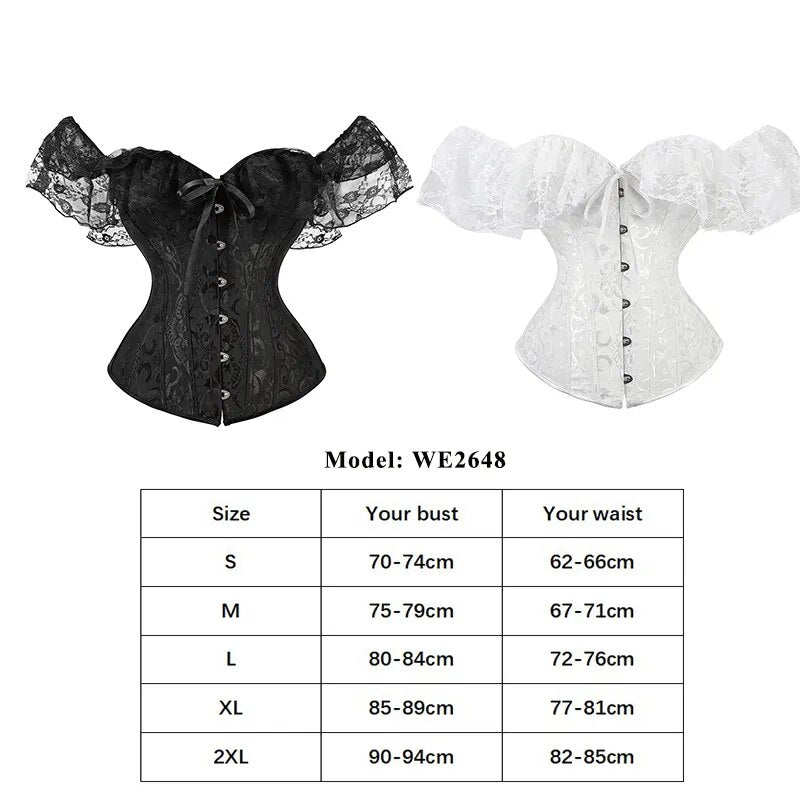 BEONLEMA Long Sleeve Lace Korset Sexy Black Gothic Dress Hot Red Bustier Set Steampunk Corset Clothing Women Plus Size Corset