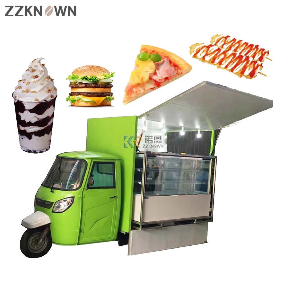 China Factory Mobile Food Tricycle 3 Wheels Electric Car Best Folding Coffee Piaggio Ape Food Truck