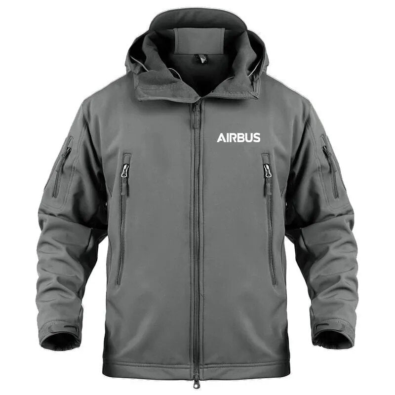 2022 New Autumn Winter Fleece Warm Multiple Pockets Airbus Zipper Hooded Man Coat Jacket Military Outdoor SoftShell Men Jackets - KAISERINC