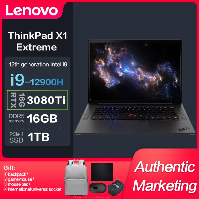 New ThinkPad X1 Extreme Ultrabook  Intel I9-12900H RTX3080Ti 16inch 4K 100%Adobe RGB Slim Notebook Laptop