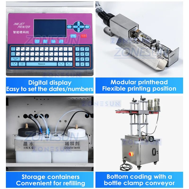 ZONESUN Automatic Liquid Production Line Unscrambler Filling Capping Labeling Inkjet Printer Cartoner ZS-FAL180B1