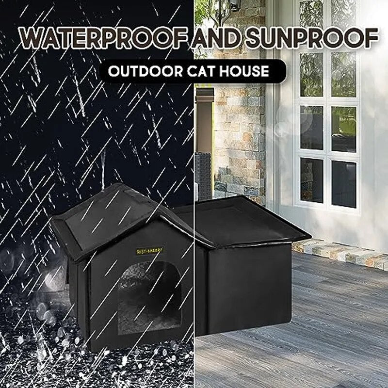 Furrybaby Cat Houses Winter Warm Cat Bed Sleep House Weatherproof Insulated Feral Houses for Outdoor Cats, Easy to Put Together