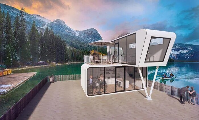 Prefab House Mobile Home Flat Pack Portable Capsule Tiny Houses Ready Made Cabin Clamshell Structure Living Space