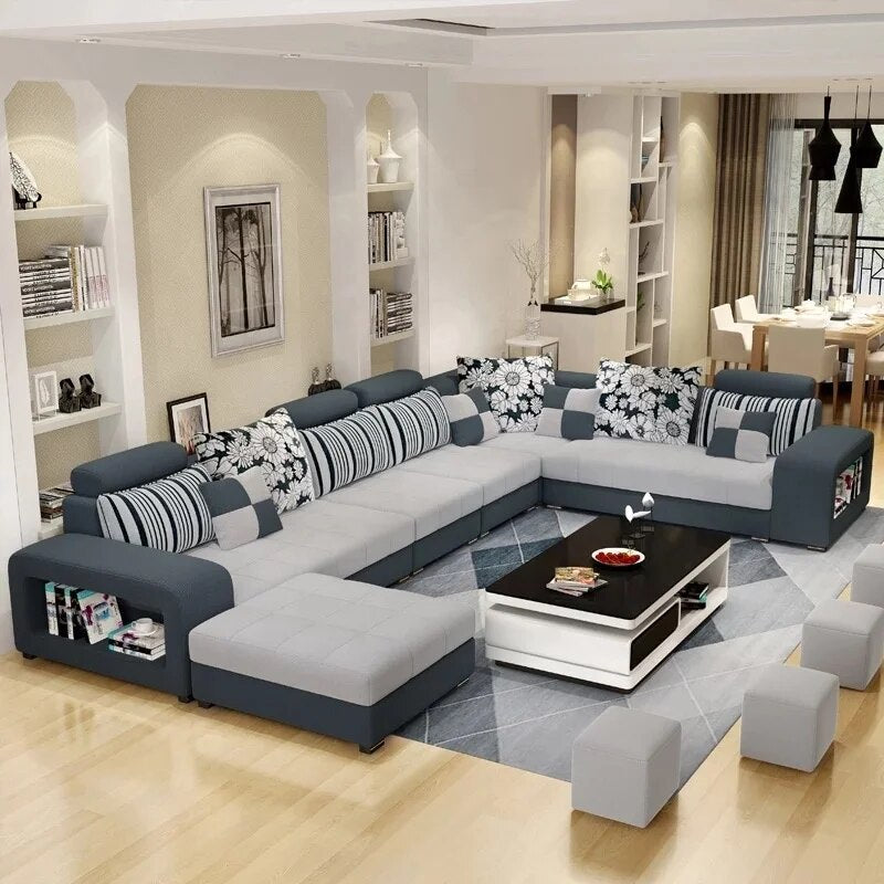 Modern Living Room Sofas 5 6 7 8 Seats Fabric Sofas Sectionals Living Room Furniture Set Hot Sale