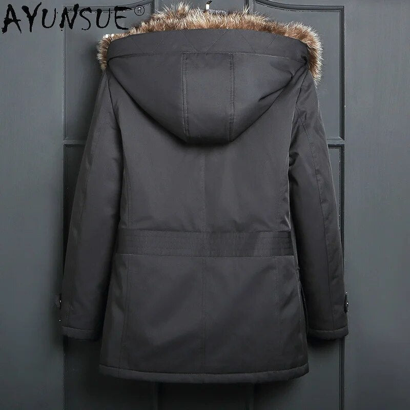Men Clothing Winter Jacket Mens Real Raccoon Fur Men's Jackets 5XL Thick Parkas Shearling Long Coat Male Jaqueta LXR371