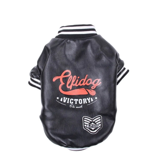 Winter Dog Coat Jacket Faux Leather Fleece Teddy Warm Pet Puppy Clothing Apparel - KAISERINC