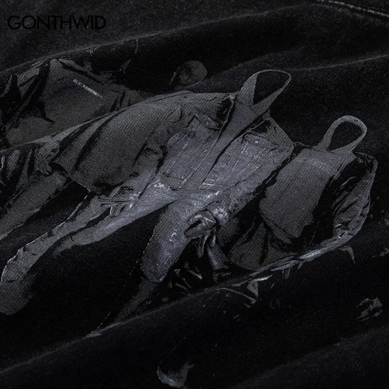 Vintage Men Tshirt Streetwar Hip Hop Graphic Print T Shirt Punk Gothic Washed Tee Shirts 2023 Fashion Harajuku Casual Loose Tops